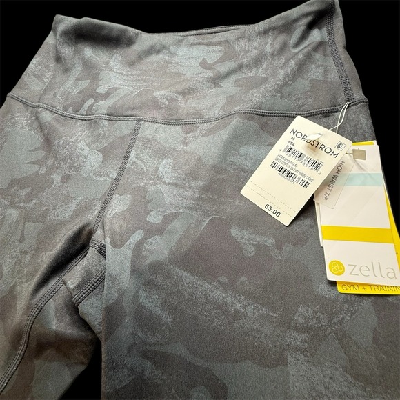 New Zella Gym Training Leggings High Waist Camo Black Sz M Wicking Woman's - Picture 1 of 13